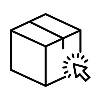 Seleccione paquete línea icono. sencillo contorno símbolo para comercio electrónico, en línea orden, envío, y entrega servicio. vector