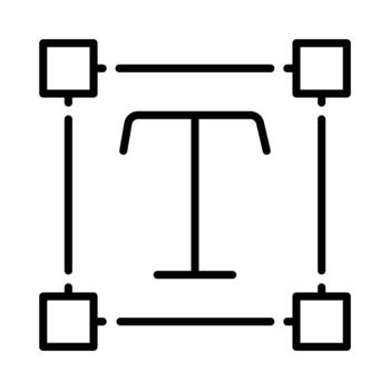 Text Tool with Bounding Box Line Icon for Graphic Design and UI vector