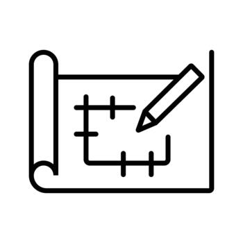 Blueprint and Pencil Line Icon for Architecture and Project Planning vector