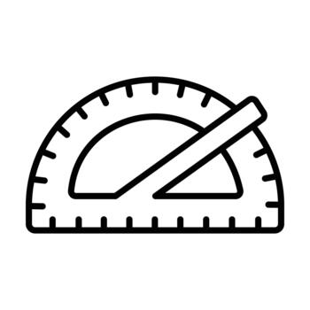 Protractor Line Icon for Measuring Angles in Geometry and Math vector