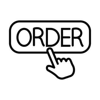 Hand cursor clicking the order button line icon. A simple symbol for e-commerce, online shopping, and website checkout. vector