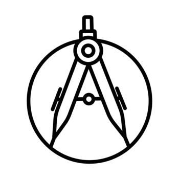 Drawing Compass Tool Line Icon for Geometry and Architecture vector