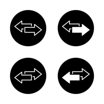 Two opposite arrows icon in black circle. Data exchange and synchronization symbol. Transfer and update sign vector