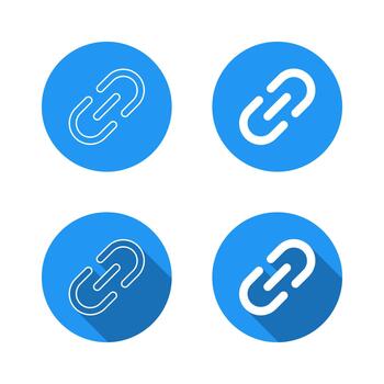 Link chain icon with long shadow. Connection and hyperlink symbol. Attachment or URL sign vector