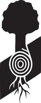 Abstract tree with roots and concentric circles vector