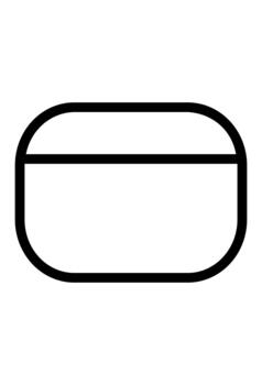 Horizontal generic document or file icon. Simple rounded rectangular storage box. Outline of a closed tab container symbol. vector
