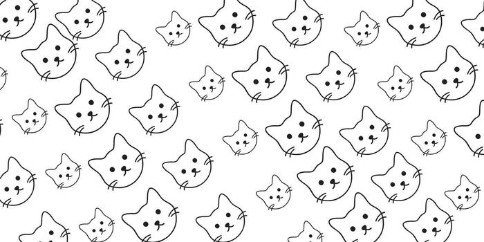 A black and white pattern with many cats vector