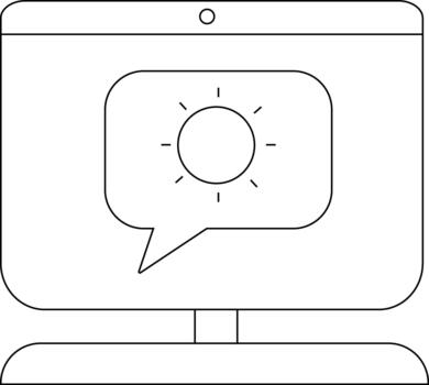 un computadora monitor muestra un Dom icono en un habla burbuja el monitor es en un estar vector