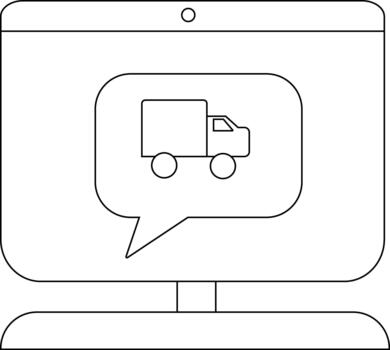 un computadora muestra un entrega camión icono dentro un charla burbuja en sus pantalla vector