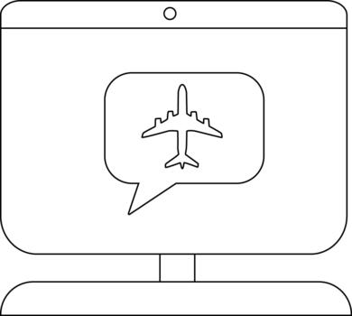 A computer monitor showing an airplane in a speech bubble on its screen vector