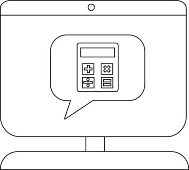 un computadora monitor muestra un calculadora dentro un habla burbuja vector