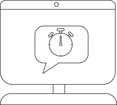 un computadora pantalla muestra un cronógrafo dentro un habla burbuja vector