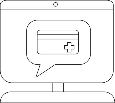 un computadora monitor muestra un habla burbuja conteniendo un crédito tarjeta con un más firmar vector