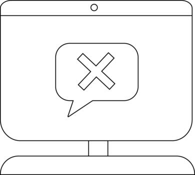 Monitor showing speech bubble with X vector