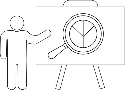 presentación figura puntos a un gráfico debajo un aumentador vaso en un caballete vector