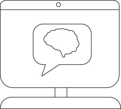 monitor con un cerebro en un habla burbuja es desplegado vector