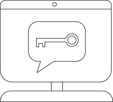 Monitor displaying a chat bubble containing a key vector