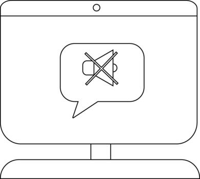 Computer with a mute icon on the screen vector