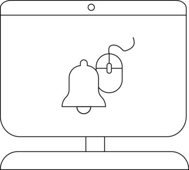 un computadora pantalla con un campana y ratón icono en sus monitor vector