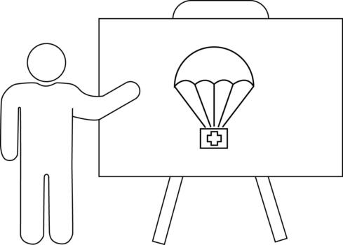 Stick figure presenting aiddrop diagram on easel vector