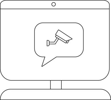 un pantalla muestra un habla burbuja conteniendo un seguridad cámara icono vector