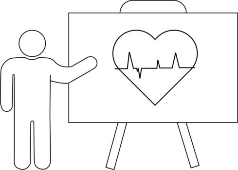 figura presentación corazón con ecg en tablero estar piernas secundario monitor vector