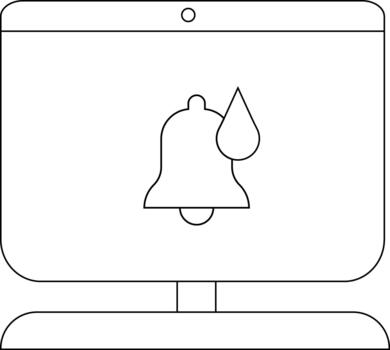 White monitor displaying notification icon bell with teardrop stand vector