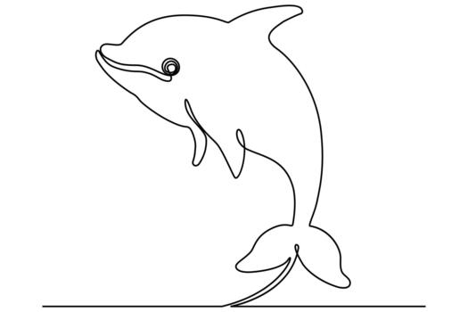 Continuous dolphin outline elegant minimalistic style vector