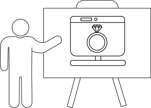 presentador señalando a un pantalla con un anillo conjunto en un estar vector