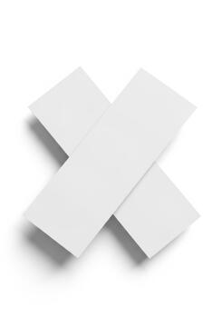 Abstract geometric design featuring two crossed white paper strips on a neutral background. Clean mockup template with realistic shadows for design photo