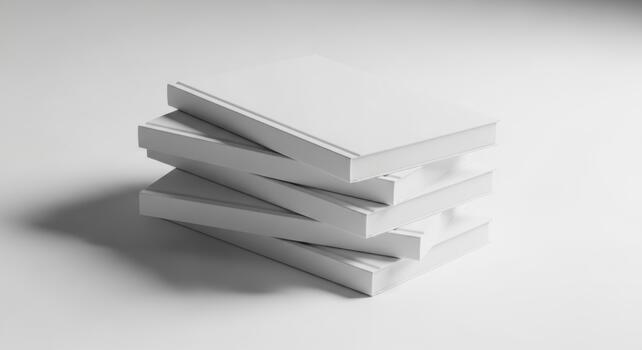 Stack of Blank White Books on White Background photo