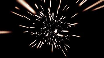 abstrato animação do partículas do brilhando listras do luz vôo através espaço, criando uma velocidade de dobra efeito. tecnológica e futurista fundo. desatado looping 4k video
