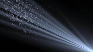 un resumen animación de brillante blanco partículas fluido a lo largo un corriente de ligero rayos futurista fondo, sin costura bucle 4k video