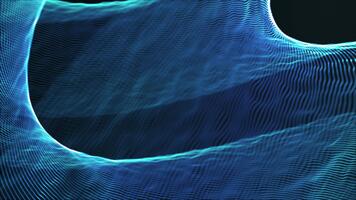 Abstract animation of flowing blue digital waves made of glowing dots and lines. Futuristic background representing data flow, technology, network, and digital communication. video