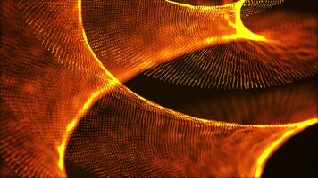 abstrakt animering av lysande orange guld partiklar formning vätska Vinka mönster. trogen digital energi bakgrund , data, eller teknologi rörelse. innovativt, och sci-fi visuell bakgrund. video