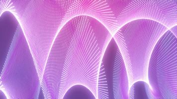 astratto sfondo di raggiante rosa e viola puntini formatura liscio curvo onde. futuristico digitale movimento design. sfondo tecnologia, dati, o Rete visualizzazione. moderno e fantascienza immagini. video