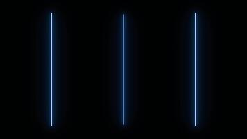 minimal abstrakt animering av lysande blå neon rader på en mörk bakgrund. trogen ljus barer modern. sci-fi gränssnitt, musik bilder, intro, övergångar. video