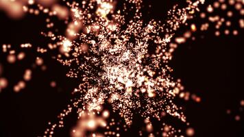 abstrato animação do brilhando dourado partículas, dinâmico partícula explosão. futurista digital fundo, desatado looping 4k video