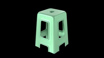 plastica sgabello rotazione ciclo continuo 3d rendere su trasparente sfondo. 4k video