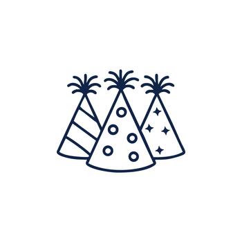 Party Hats Set Minimal Line Art Flat Colors Patterns vector