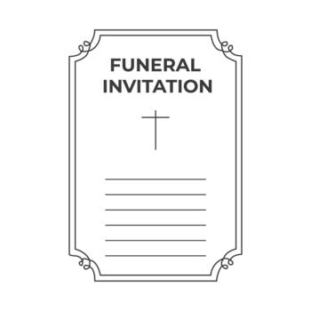 Funeral Invitation Template with Cross Symbol and Lined Space for Details vector