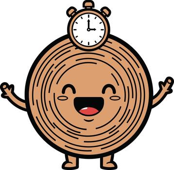 un dibujos animados Iniciar sesión personaje con un reloj en eso vector