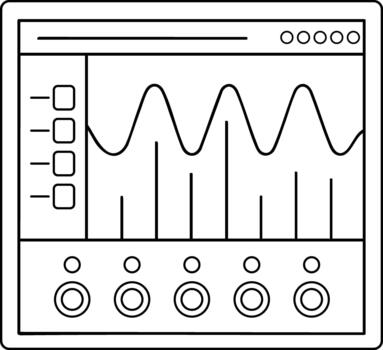 Oscilloscope display line art showing waveform graph, perfect for science, medical, and electronic visualization vector