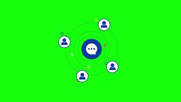 global rede comunicação e conexão cubo ícone animação em verde fundo. video