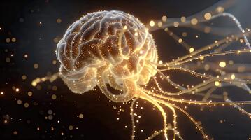 Glowing Digital Brain with Active Neural Network Connections and Synapses. video