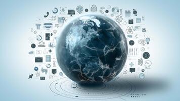 Global internet network connecting data and technology icons video