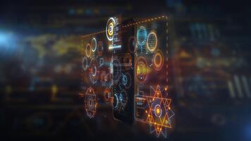 smartphone som visar trogen hud data förvaltning systemet med digital analys video