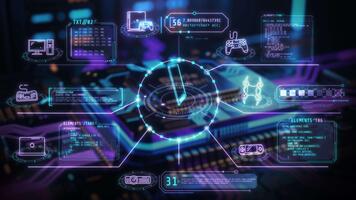 holografiska gränssnitt som visar digital teknologi data på krets styrelse video