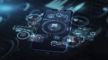 animato dati flusso entro un' di smartphone struttura video