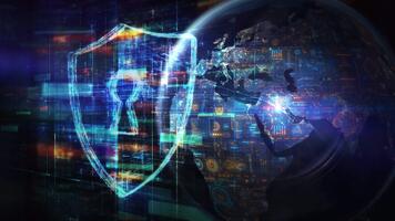 global cíber segurança rede protegendo digital dados tecnologia video